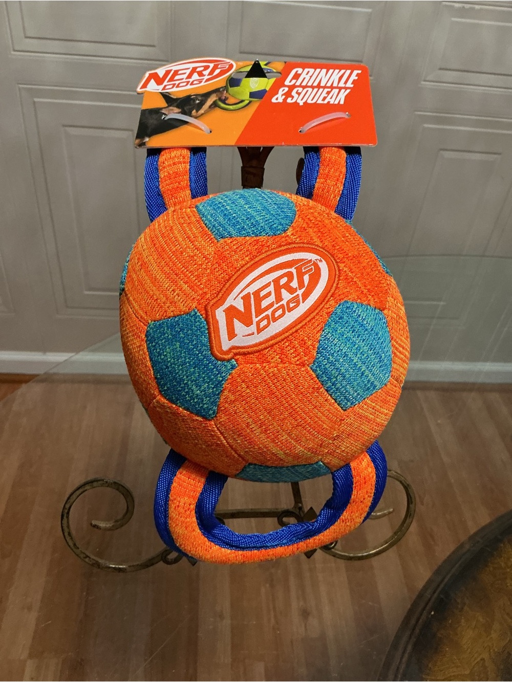Nerf Dog Interactive Soccer Ball Theme Large New! With Clinker & Squeaker